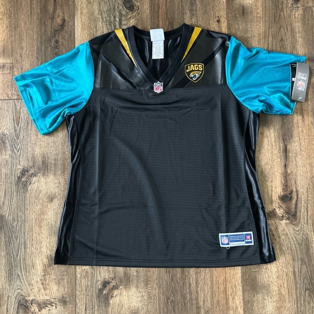 NWT Jacksonville Jaguars NFL Pro Line Blank Jersey Black Teal Size XL